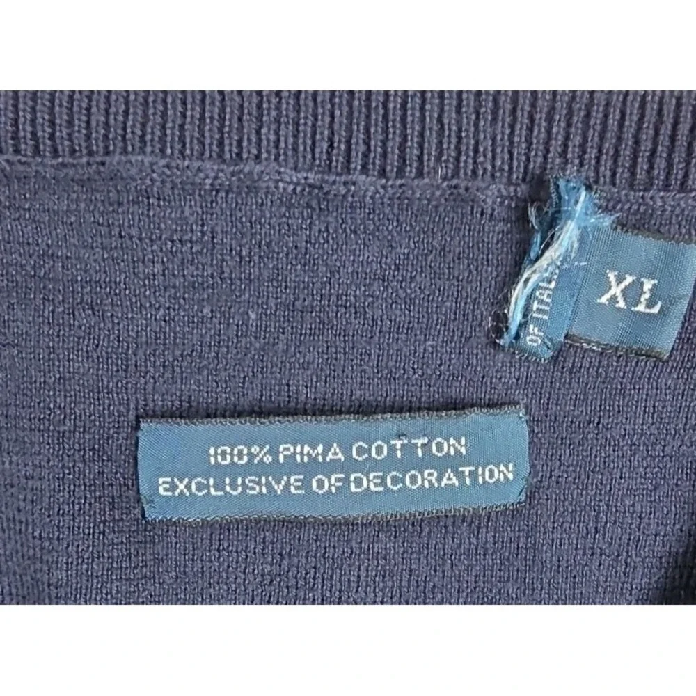 Polo Ralph Lauren Navy Blue Pima Cotton V-Neck Sweater Vest XL‎ Mens Preppy Golf